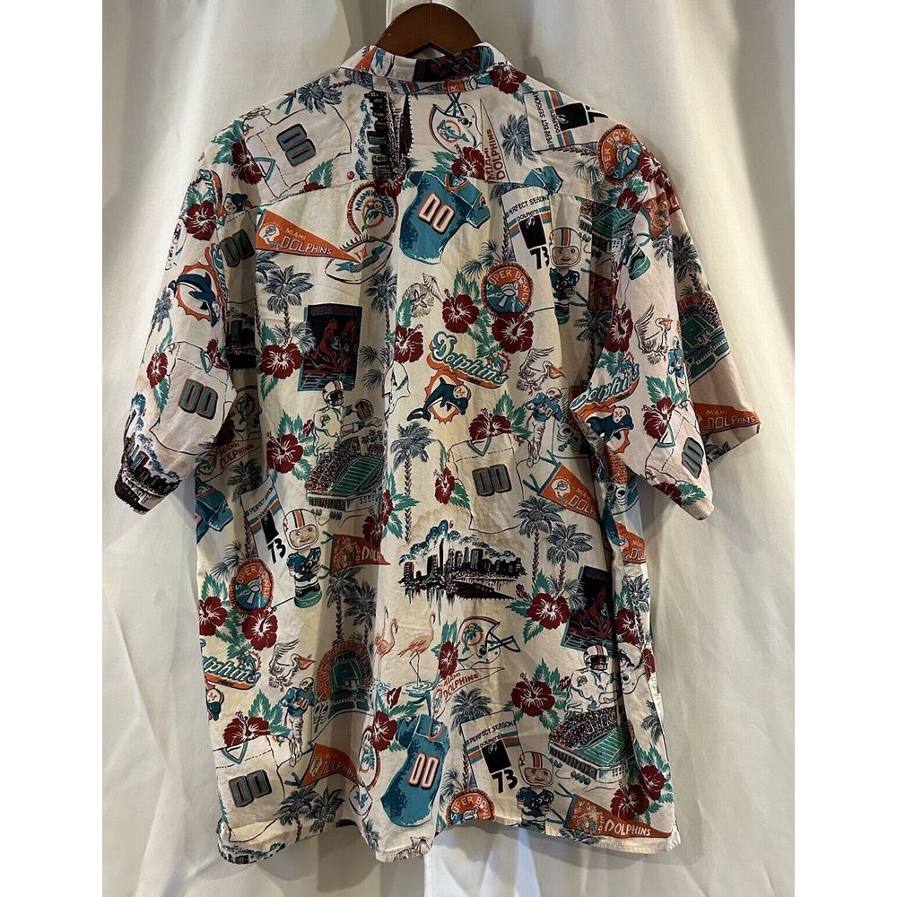 VINTAGE Miami Dolphins Reyn Spooner Shirt Men‎ XXL Green Hawaiian NFL Button Up - Picture 4 of 7